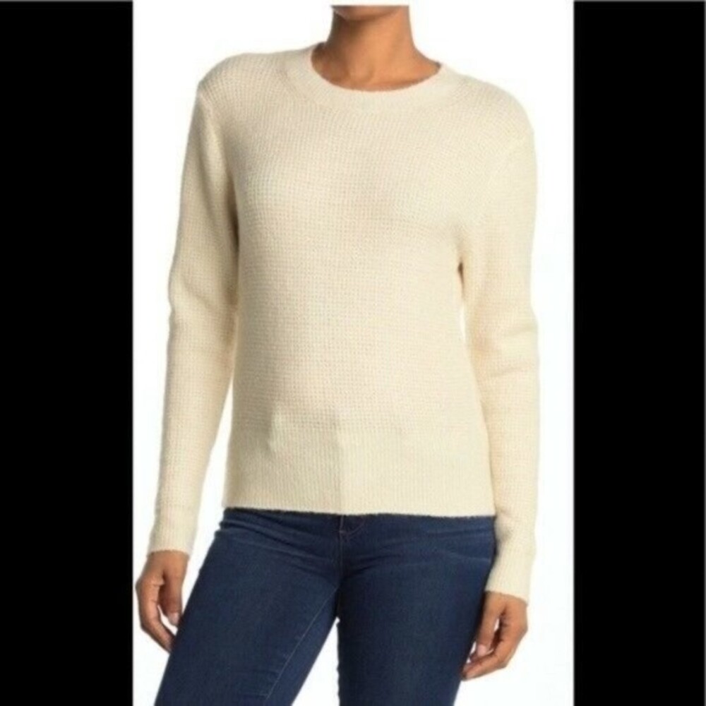 Sophie Rue Crew Neck Waffle Sweater in Cream - NWT